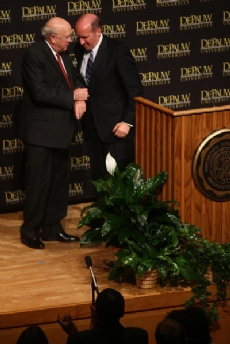 F.W. de Klerk shaking hands with Brian Casey